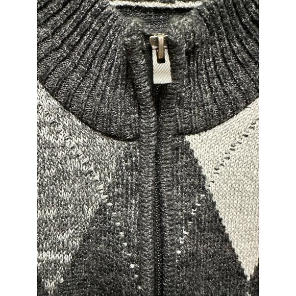 Rue21 Argyle Quarter-Zip Sweater Men’s Large Gray Black White Pullover - Picture 5 of 8